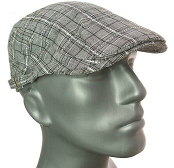 Zomerpet herenpet flatcap grijs met ruitje