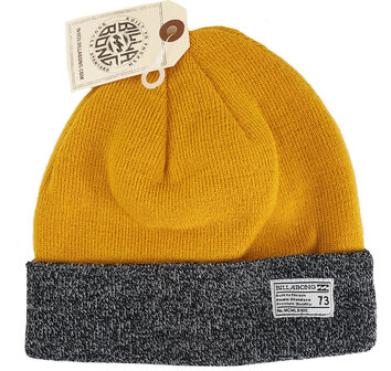 Billabong Trash beanie muts van acryl met omslag kleur geel grijs maat one size