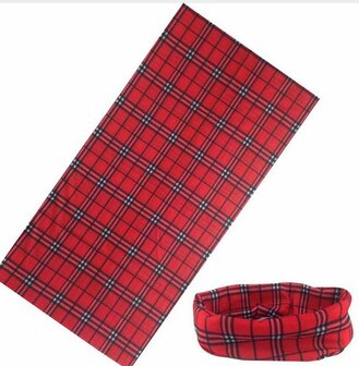 Losse hoofdband buffer rood tartan print