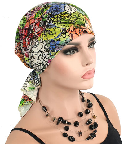 etnisch een kopje Democratie Bandana chemomuts hoofddoek voor haarverlies kleurtjes fantasie print