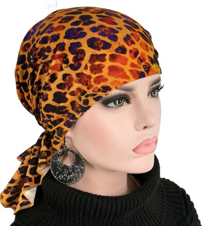 Is aan het huilen limoen Horizontaal Bandana chemomuts hoofddoek voor haarverlies luipaard oranje