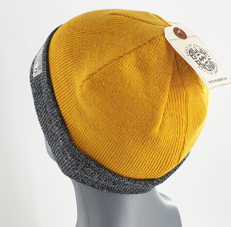 Billabong Trash beanie muts van acryl met omslag kleur geel grijs maat one size