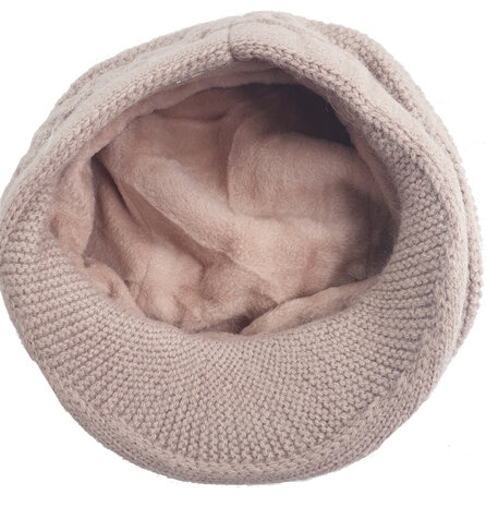 Gevoerde pet winter baret met klepje wintermuts kleur poeder roze