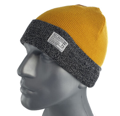 Billabong Trash beanie muts van acryl met omslag kleur geel grijs maat one size