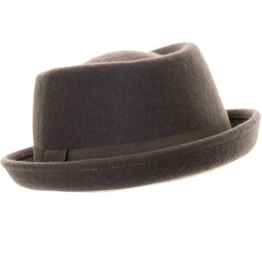 Trendy Up Brim Porkpie hoedje kobalt grijs