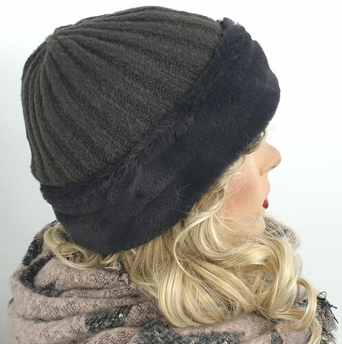 Foxbury damesmuts wintermuts met bontrand kleur grijs maat S/M